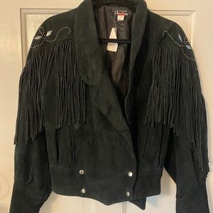 Genuine Leather Moto Fringe Jacket
